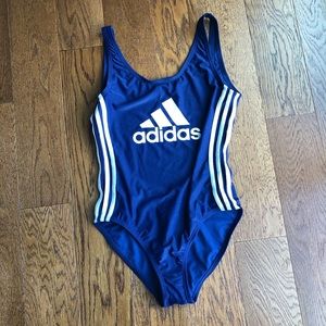 Adidas one piece blue swimsuit open back NWT